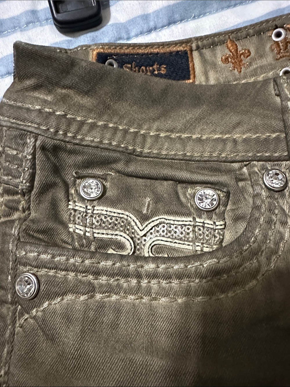 Rock Revival Olive Frayed Hem Denim Shorts - Picture 10 of 10